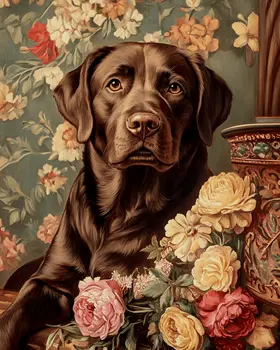 Brown Labrador Retriever - Pet Dog Still Life Wall Art Prints – 8″x10″ Artwork for 11″x14″ Frame