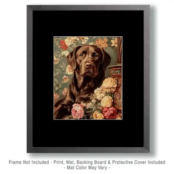Brown Labrador Retriever - Pet Dog Still Life Wall Art Prints – 8″x10″ Artwork for 11″x14″ Frame