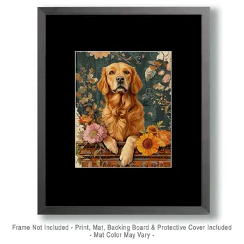 Golden Retriever - Pet Dog Still Life Wall Art Prints – 8″x10″ Artwork for 11″x14″ Frame