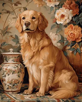 Loyal Golden Retriever - Pet Dog Still Life Wall Art Prints – 8″x10″ Artwork for 11″x14″ Frame
