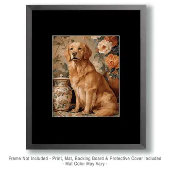 Loyal Golden Retriever - Pet Dog Still Life Wall Art Prints – 8″x10″ Artwork for 11″x14″ Frame