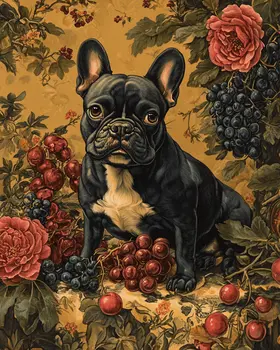 Brindle French Bulldog - Pet Dog Still Life Wall Art Prints – 8″x10″ Artwork for 11″x14″ Frame