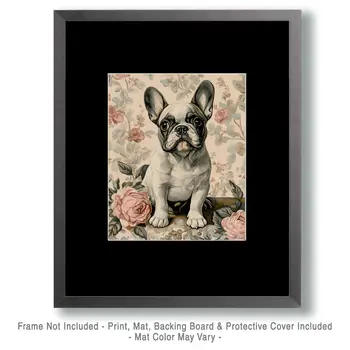 Brindle French Bulldog - Pet Dog Still Life Wall Art Prints – 8″x10″ Artwork for 11″x14″ Frame