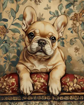 Cute French Bulldog Puppy - Pet Dog Still Life Wall Art Prints – 8″x10″ Artwork for 11″x14″ Frame
