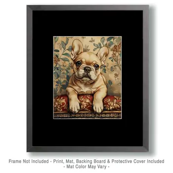 Cute French Bulldog Puppy - Pet Dog Still Life Wall Art Prints – 8″x10″ Artwork for 11″x14″ Frame