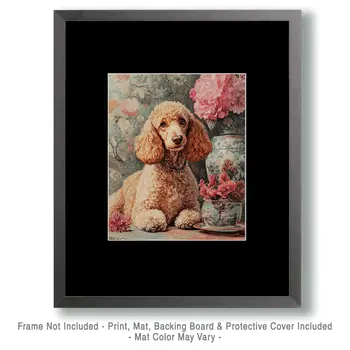 Pink Poodle - Pet Dog Still Life Wall Art Prints – 8″x10″ Artwork for 11″x14″ Frame