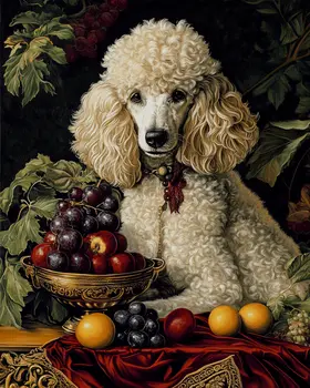 Poodle Portrait - Pet Dog Still Life Wall Art Prints – 8″x10″ Artwork for 11″x14″ Frame