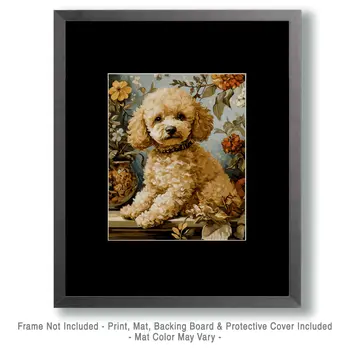 White Poodle Puppy - Pet Dog Still Life Wall Art Prints – 8″x10″ Artwork for 11″x14″ Frame