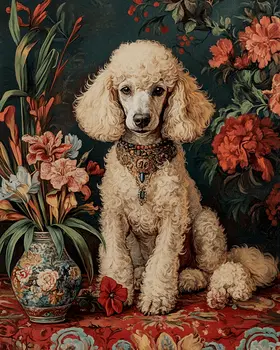 Proud Poodle - Pet Dog Still Life Wall Art Prints – 8″x10″ Artwork for 11″x14″ Frame