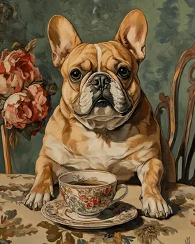 French Bulldog Named Rose - Pet Dog Still Life Wall Art Prints – 8″x10″ Artwork for 11″x14″ Frame