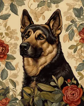 Noble German Shepherd - Pet Dog Still Life Wall Art Prints – 8″x10″ Artwork for 11″x14″ Frame