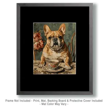French Bulldog Named Rose - Pet Dog Still Life Wall Art Prints – 8″x10″ Artwork for 11″x14″ Frame