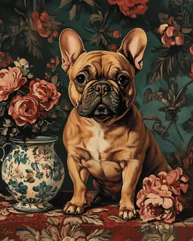 Classic French Bulldog - Pet Dog Still Life Wall Art Prints – 8″x10″ Artwork for 11″x14″ Frame