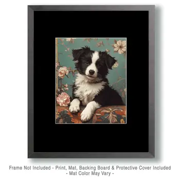 Border Collie Puppy - Pet Dog Still Life Wall Art Prints – 8″x10″ Artwork for 11″x14″ Frame