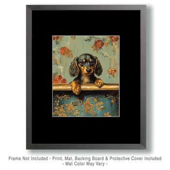 Dachshund in Bathtub - Pet Dog Still Life Wall Art Prints – 8″x10″ Artwork for 11″x14″ Frame