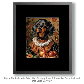 Lady Dachshund - Pet Dog Still Life Wall Art Prints – 8″x10″ Artwork for 11″x14″ Frame