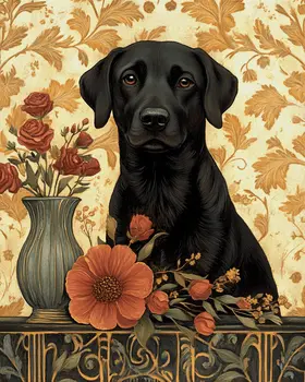 Black Labrador Retriever Portrait - Pet Dog Still Life Wall Art Prints – 8″x10″ Artwork for 11″x14″ Frame