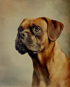 Boxer Portrait - Pet Dog Still Life Wall Art Prints – 8″x10″ Artwork for 11″x14″ Frame