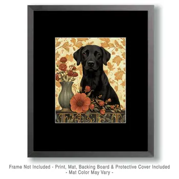 Black Labrador Retriever Portrait - Pet Dog Still Life Wall Art Prints – 8″x10″ Artwork for 11″x14″ Frame