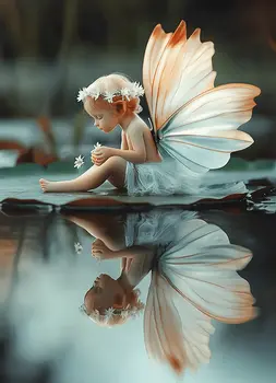 Reflecting Fairy Wall Art Prints – 8″x10″ Artwork in 11″x14″ Mat
