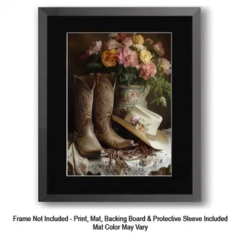 Vintage Beige Cowgirl Still Life – 8″x10″ Artwork in 11″x14″ Mat