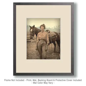 Cowgirl Waiting on Haus – Vintage Cowgirl Photos – 8″x10″ Artwork in 11″x14″ Mat