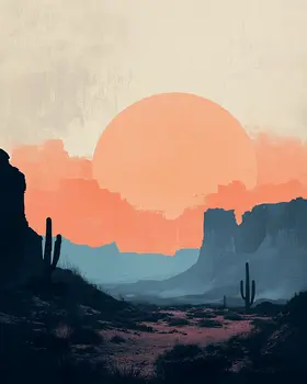Pastel Desert Sunrise - Southwestern Decor Art Prints – 8″x10″ Artwork in 11″x14″ Mat