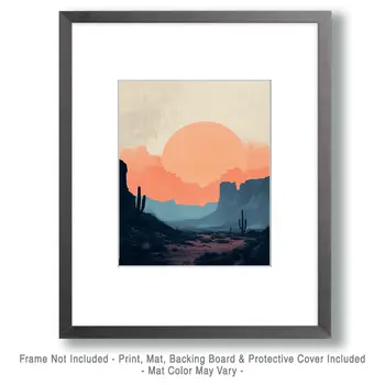 Pastel Desert Sunrise - Southwestern Decor Art Prints – 8″x10″ Artwork in 11″x14″ Mat