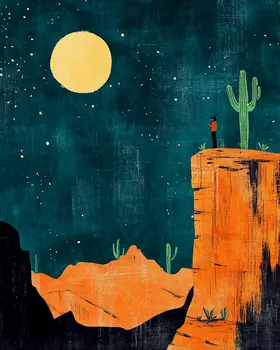 Night Prayer - Southwestern Decor Art Prints – 8″x10″ Artwork in 11″x14″ Mat