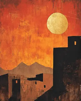 Pueblo Shadows - Southwestern Decor Art Prints – 8″x10″ Artwork in 11″x14″ Mat