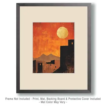 Pueblo Shadows - Southwestern Decor Art Prints – 8″x10″ Artwork in 11″x14″ Mat