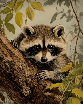 Antique Style Raccoon - Vintage Animal Wall Art Prints – 8″x10″ Artwork for 11″x14″ Frame