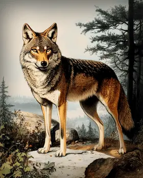 Antique Style Wolf - Vintage Animal Wall Art Prints – 8″x10″ Artwork for 11″x14″ Frame