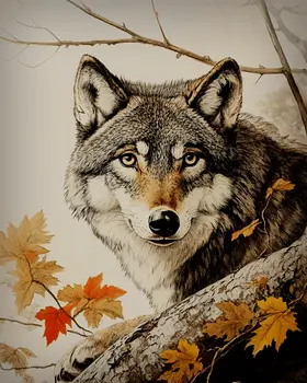 Gray Wolf - Vintage Animal Wall Art Prints – 8″x10″ Artwork for 11″x14″ Frame
