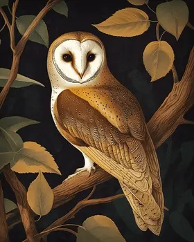 Antique Style Barn Owl - Vintage Animal Wall Art Prints – 8″x10″ Artwork for 11″x14″ Frame