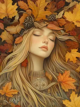 Freya the Norse Goddess In Autumn Matted Art Print