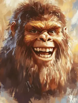 Bigfoot Portrait in Oil - Cryptid Wall Art Prints – 8″x10″ Artwork for 11″x14″ Frame