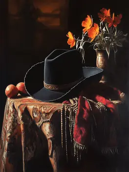 Black Hat Cowgirl Still Life   – 8″x10″ Artwork in 11″x14″ Mat