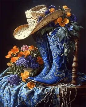 Cobalt Blue Cowgirl Still Life    – 8″x10″ Artwork in 11″x14″ Mat