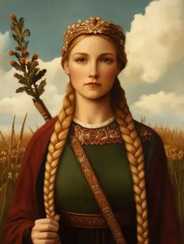 Portrait of Freya the Norse Goddess Art Print with Mat