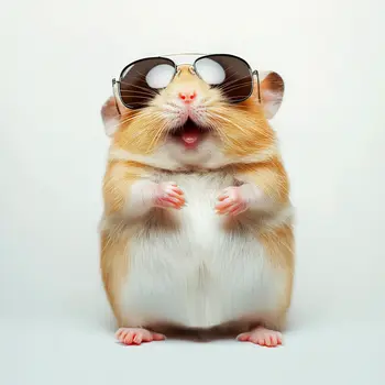 Hamster Wearing Sunglasses 8”x10” Art Print for an 11" x 14" Frame