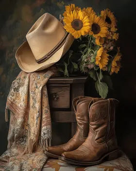Neutral Tones Western Still Life – 8″x10″ Artwork in 11″x14″ Mat