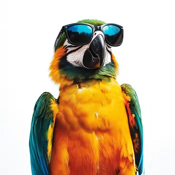 Parrot Wearing Sunglasses 8”x10” Art Print for an 11" x 14" Frame