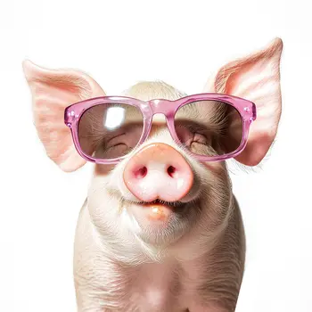 Pig Wearing Sunglasses 8”x10” Art Print for an 11" x 14" Frame