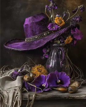 Purple Cowgirl Still Life  – 8″x10″ Artwork in 11″x14″ Mat