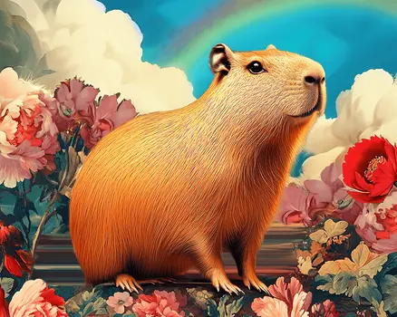 Romantic Capybara Wall Art Prints – 8″x10″ Artwork in 11″x14″ Mat