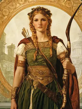 Art Nouveau Freya the Warrior Art Print