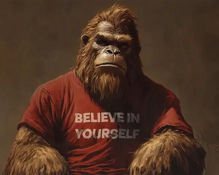 Bigfoot, Believe in Yourself - Bigfoot and Sasquatch Wall Art Prints – 8″x10″ Artwork in 11″x14″ Mat