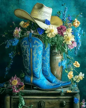 Turquoise Cowgirl Still Life – 8″x10″ Artwork in 11″x14″ Mat