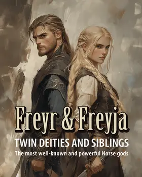 Twins Freya and Freyr Norse Deities Wall Art with Mat